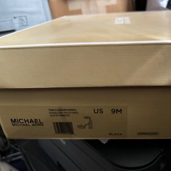 Michael Kors Tara Embellished Crystal Faux Suede Platform Sandal 9M - Picture 8 of 10